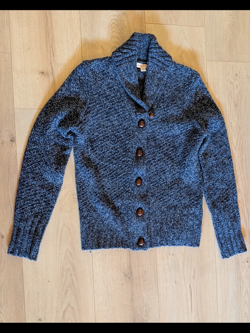 Vintage Brooks Brothers Wool Blue-Grey Shawl Collar Button Cardigan